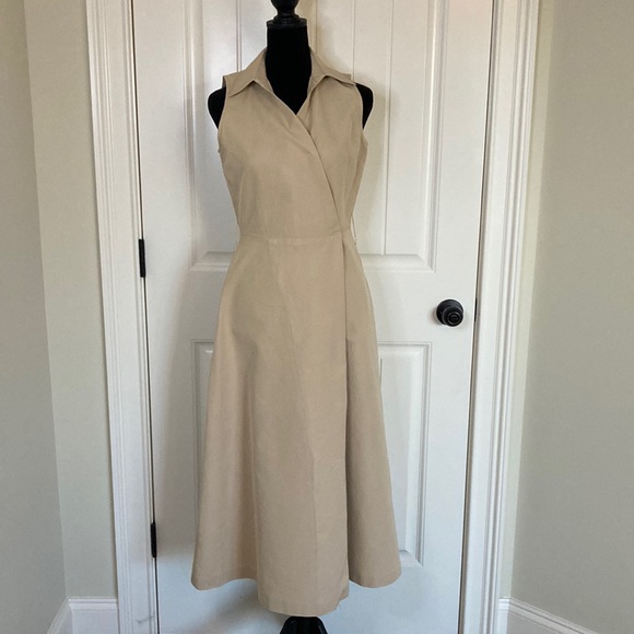 Lafayette 148 New York Dresses & Skirts - Lafayette 148 New York Sleeveless Cotton/Silk Cross body Dress in Khaki Size 2